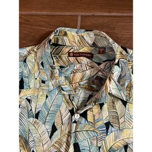 Tori Richard Mens L Aloha Shirt Cotton Lawn Tropical Banana Leaf Made in Hawaii